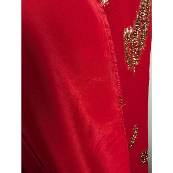 Vintage Victor Costa Strapless Dress Red/Gold 8 - Picture 12 of 12